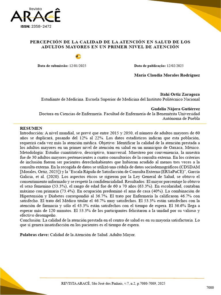Calidad de Atención en Salud para Adultos Mayores | PDF | Vejez | México