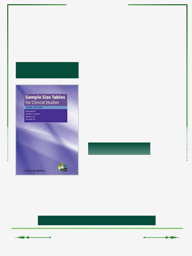 Sample Size Tables for Clinical Studies 3rd Edition David Machin ebook ...
