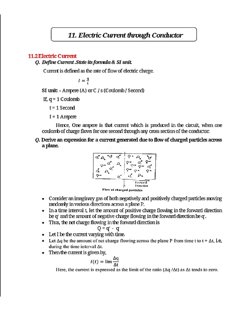 Class-11 Electric Current Through Conductor | PDF