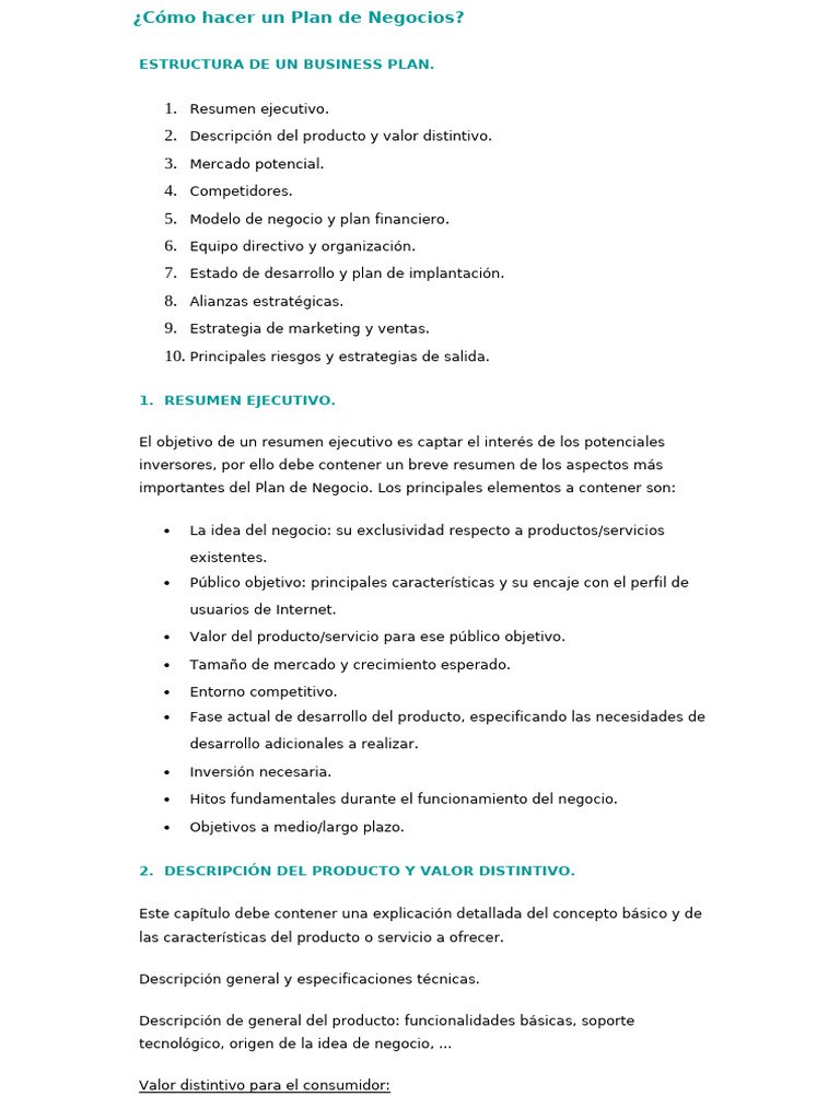 Cómo Hacer Un Plan de Negocios | PDF
