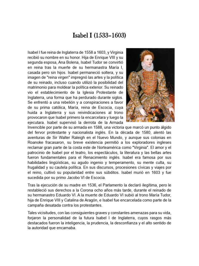 Isabel I: Reina Virgen y Renacimiento Inglés | PDF
