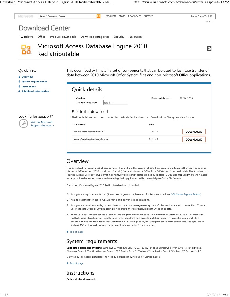 Download microsoft access database engine 2010 redistributable