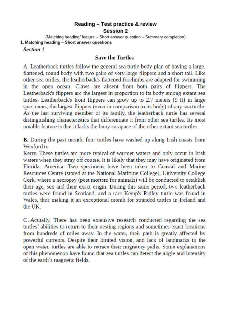 Reading Test Practice: Session 2 Guide | PDF