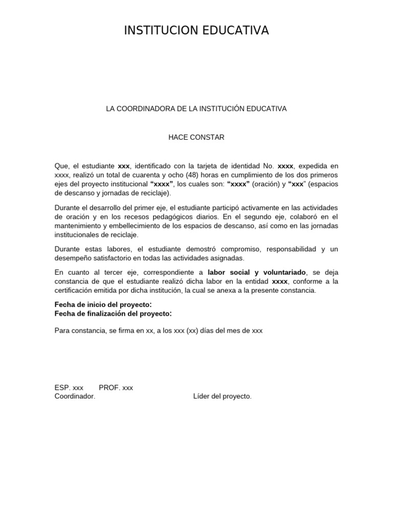 Certificación de Actividades Estudiantiles | PDF