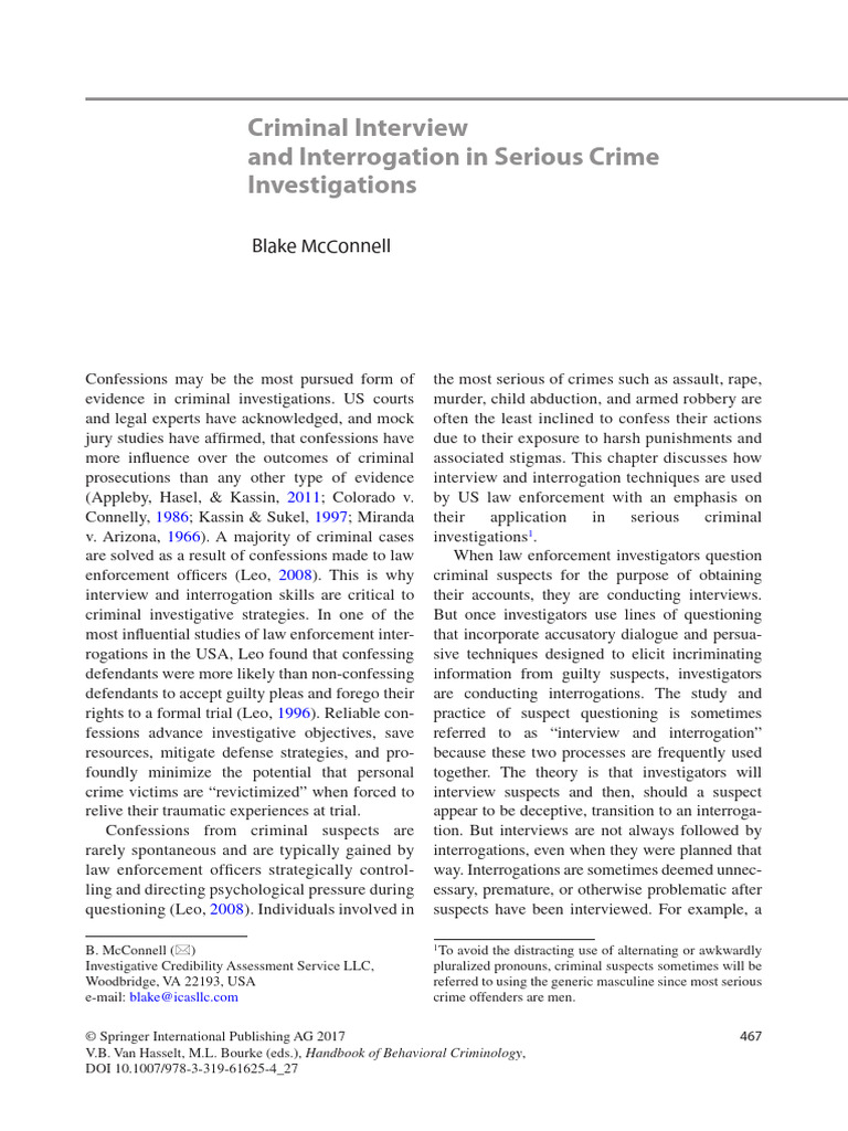McConnell, B. 2017 Criminal Interview and Interrogation in Serious ...