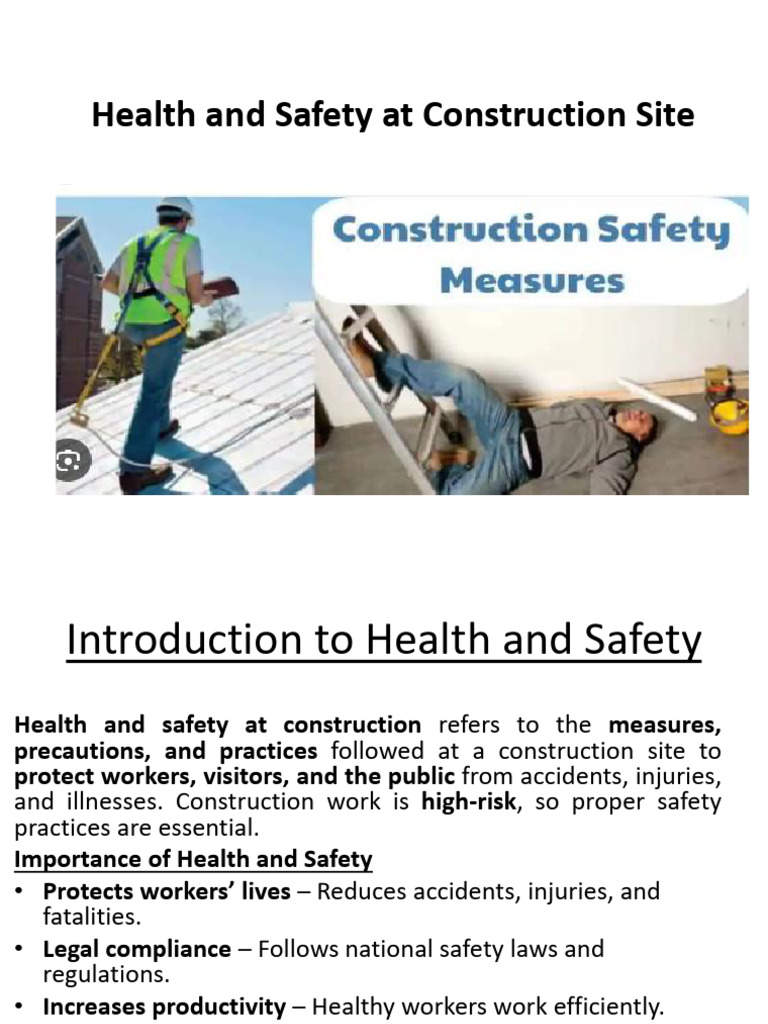 Construction Site Health & Safety Guide | PDF | Occupational Safety And ...