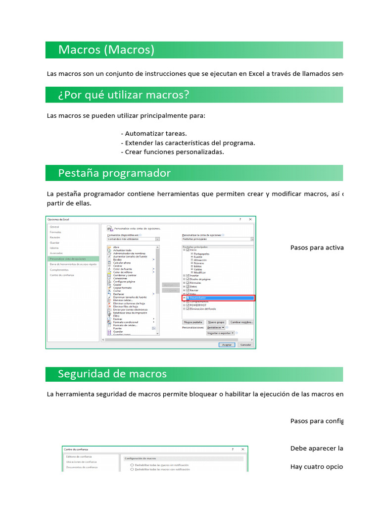 Guía para Usar Macros en Excel | PDF | Macro (informática) | Botón ...