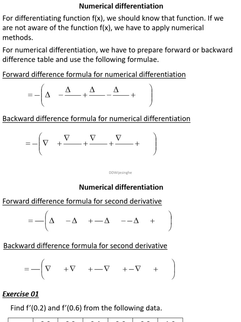 Numerical Differentiation Techniques | PDF | Finite Difference | Algebra