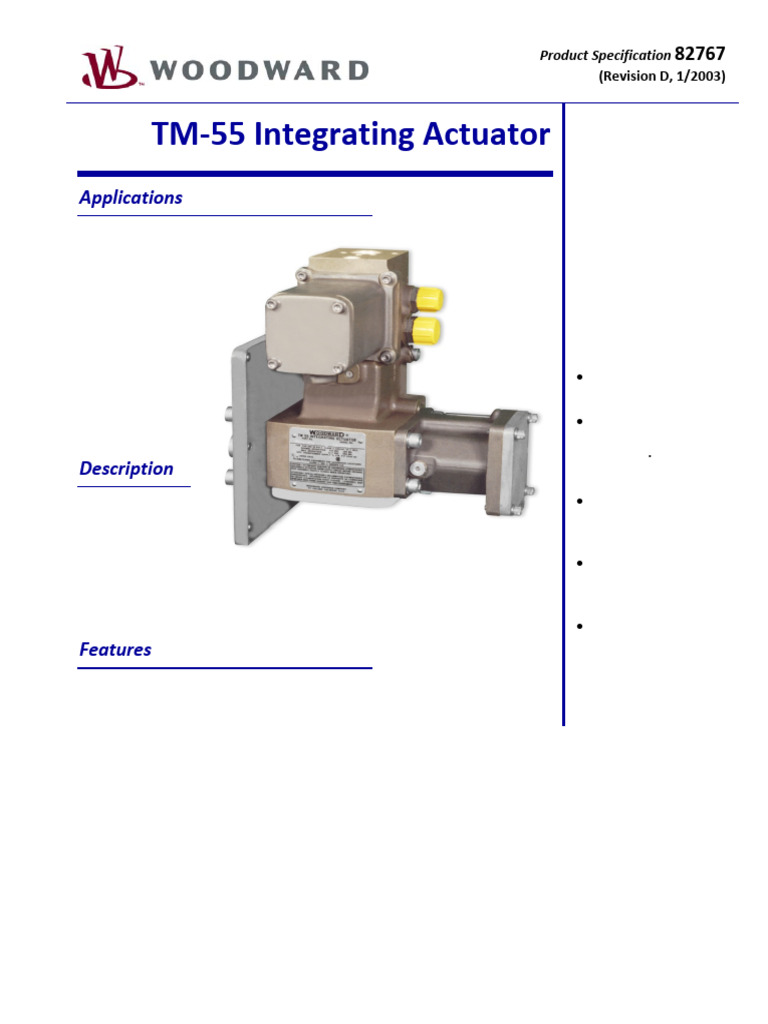 D TM 55 Integrating Actuator | PDF | Actuator | Pressure