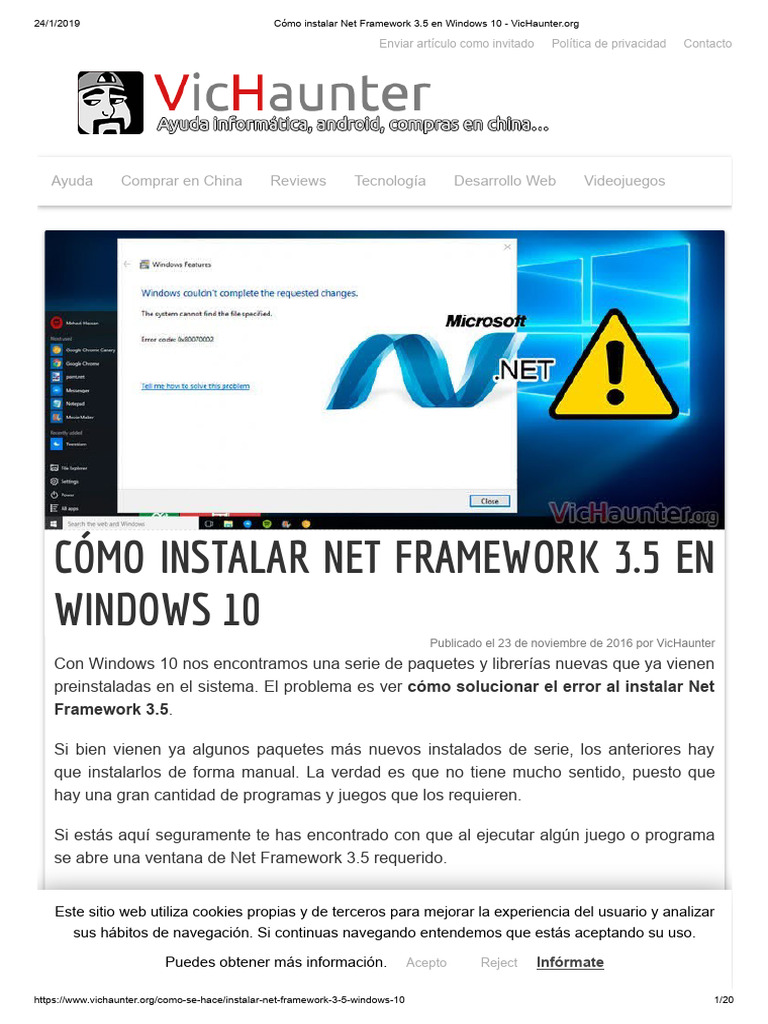 Instalar .NET Framework 3.5 en Windows 10 | PDF | Windows 10 | Cookie HTTP