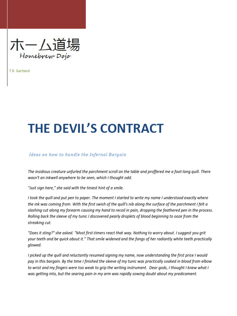 Handling Infernal Bargains in RPGs | PDF | Demons