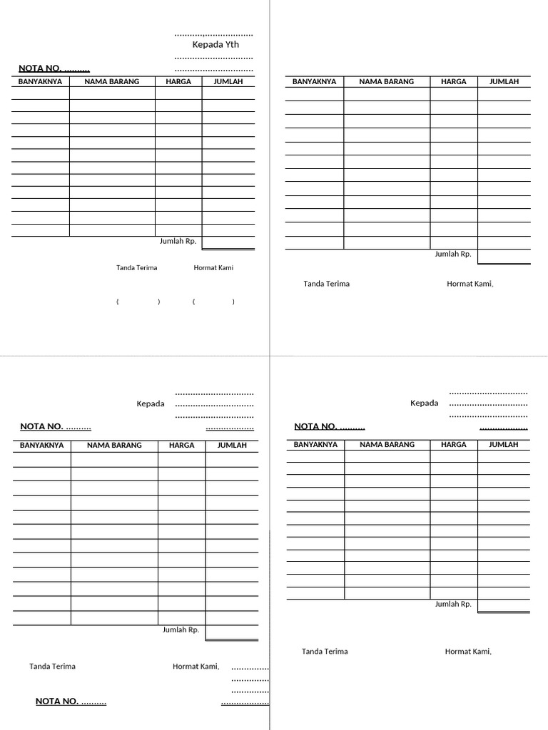 Format Nota Pembelian Barang | PDF