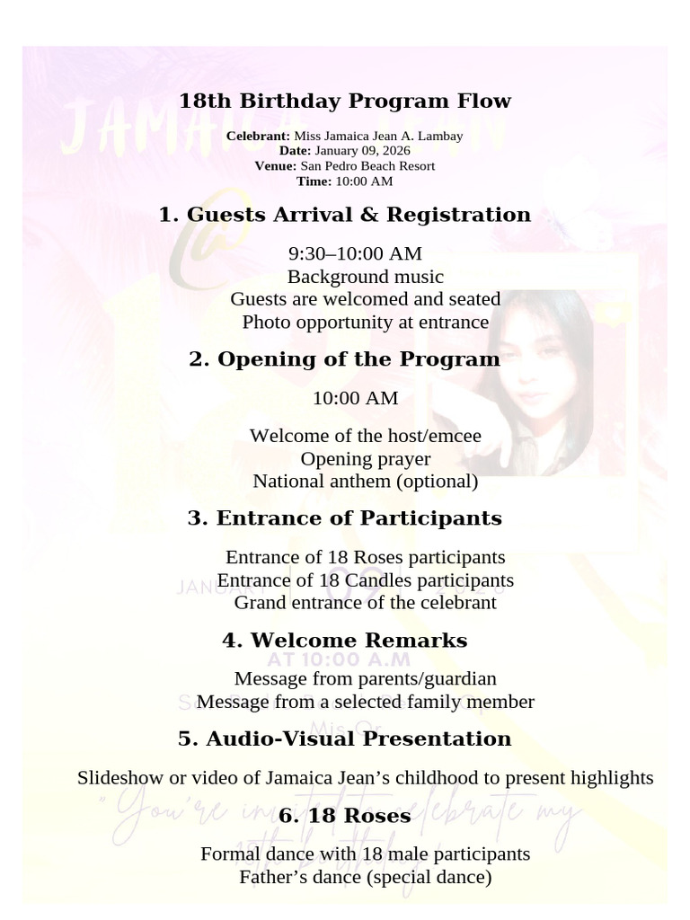 18th Birthday Program Flow | PDF