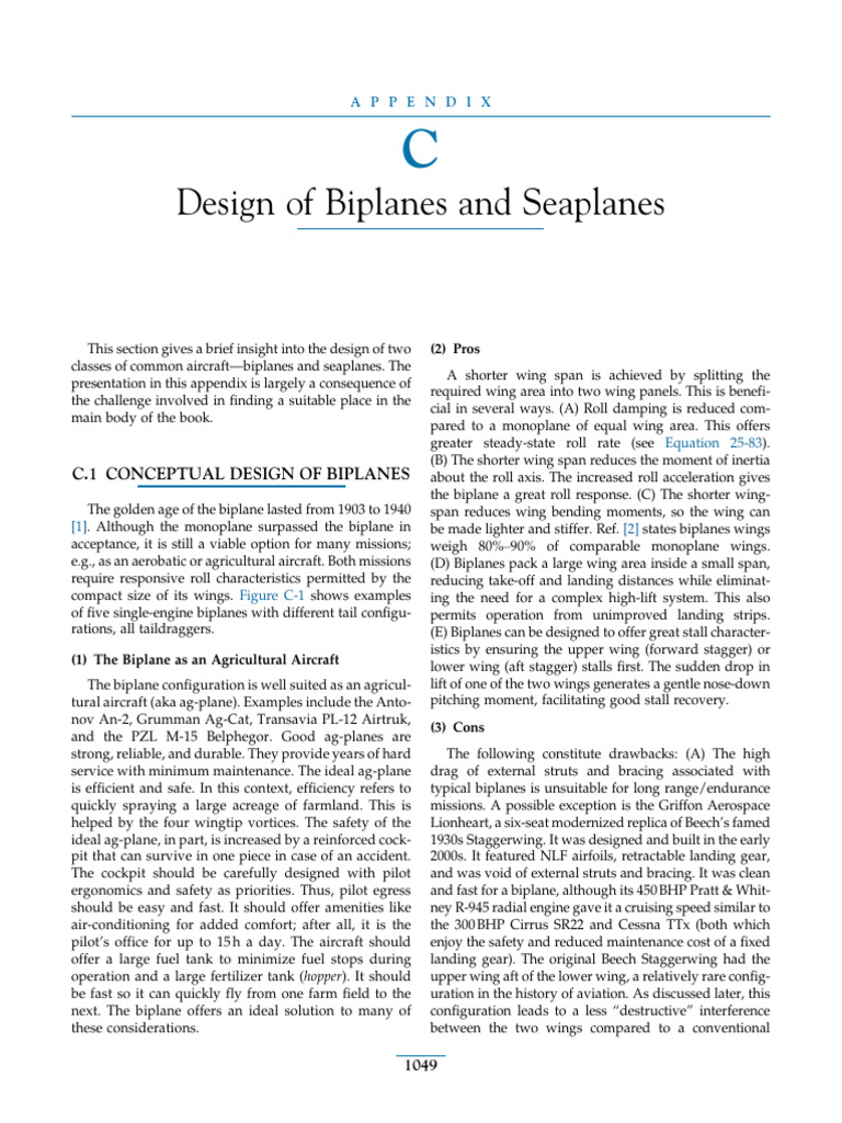 Appendix C Design of Biplanes and Seapl 2022 General Aviation Aircraft ...