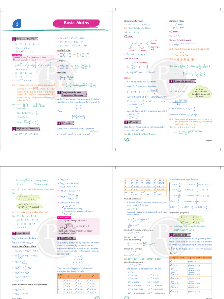 Binomial Theorem and Basic Math Concepts | PDF | Mathematics | Number ...