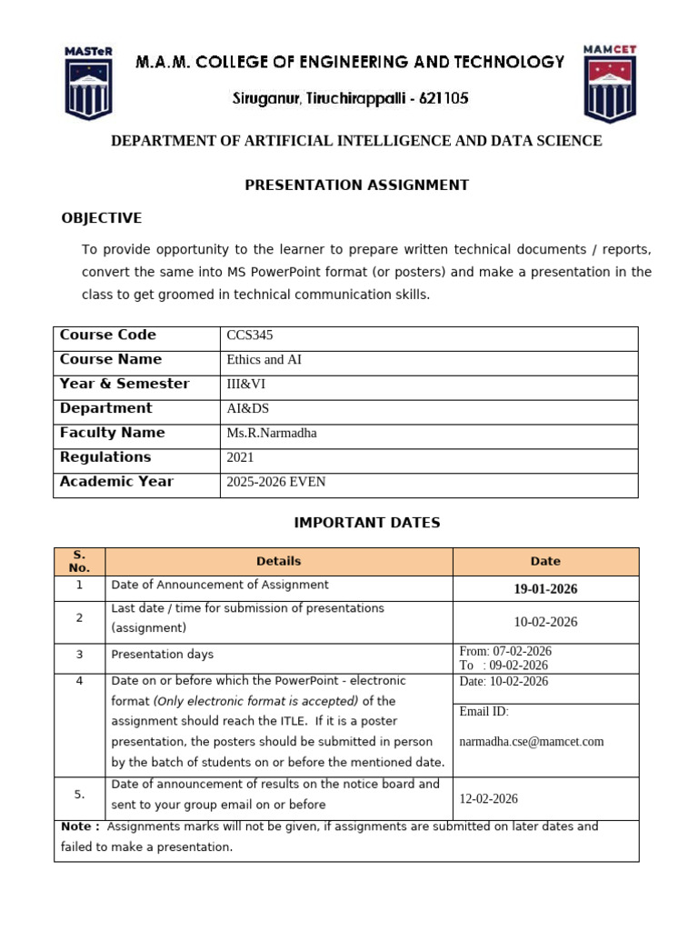 AI Ethics Presentation Assignment Guide | PDF | Smart Grid | Artificial ...