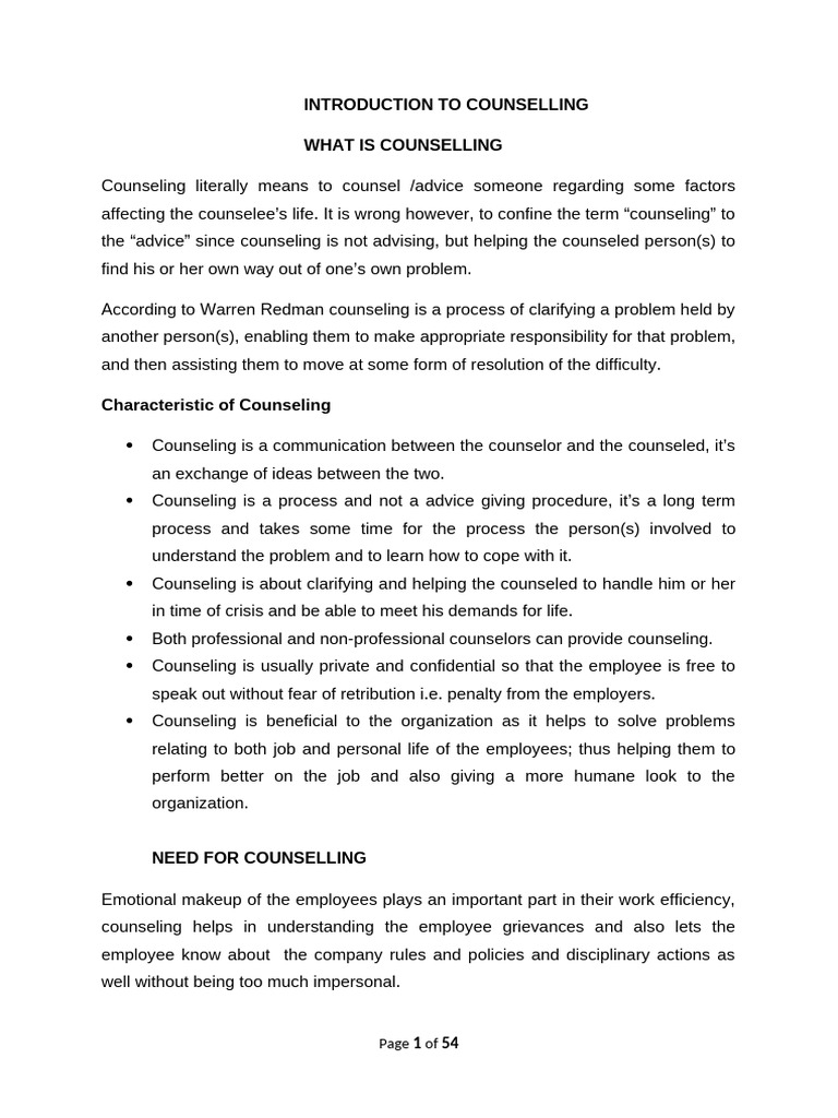 Understanding Counseling in the Workplace | PDF | Psychotherapy ...