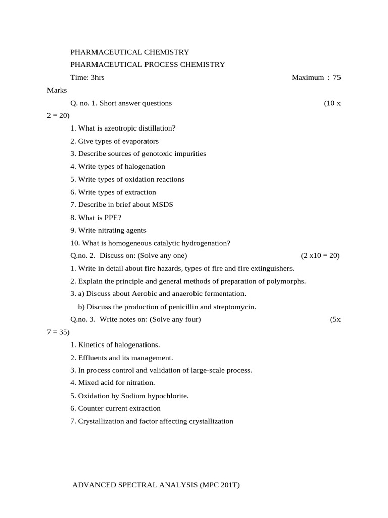 Pharmaceutical Chemistry Exam Guide | PDF | Drug Design | Catalysis
