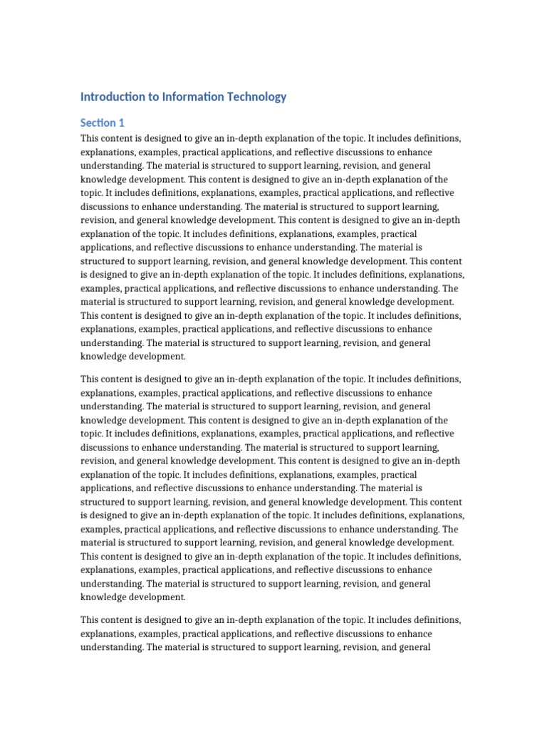 Introduction to Information Technology | PDF | Knowledge | Learning