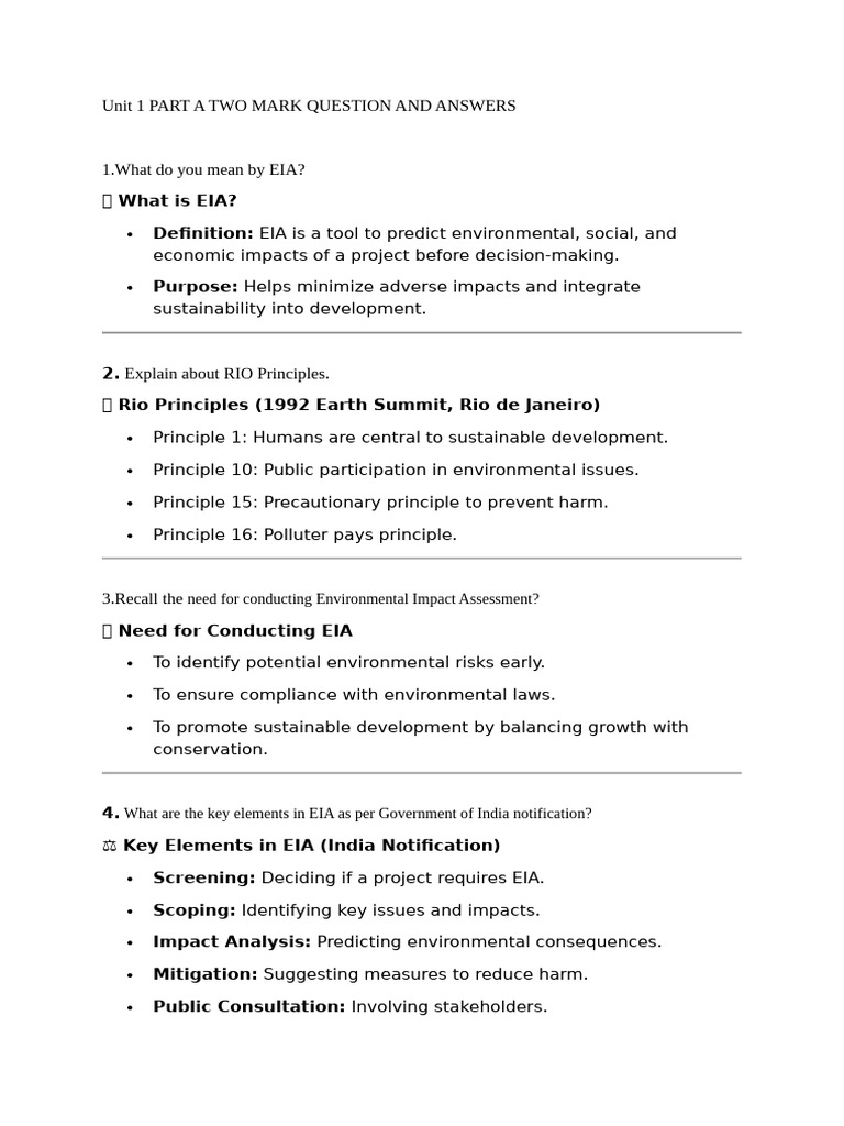 EIA Overview: Key Concepts and Principles | PDF | Environmental Impact ...
