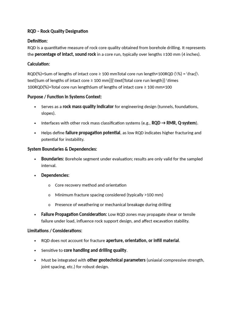 Understanding Rock Quality Designation (RQD) | PDF | Fracture ...