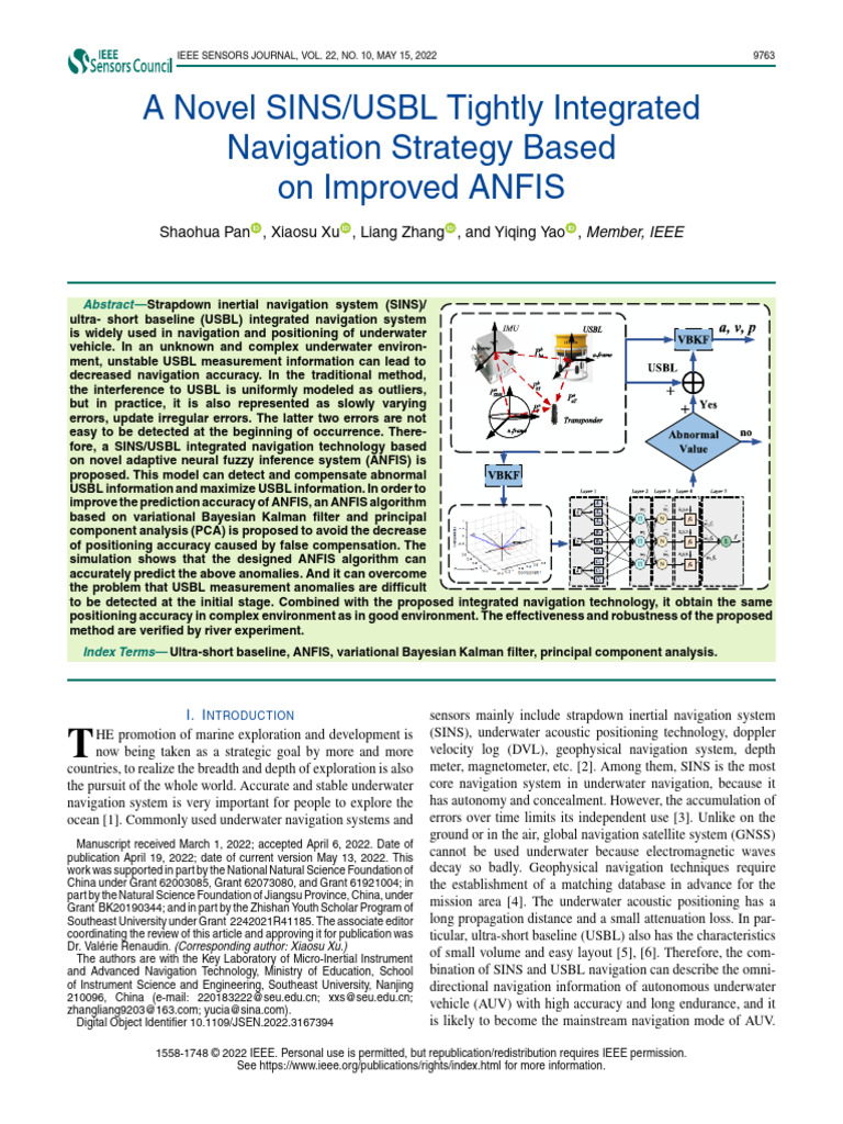 A Novel SINS USBL Tightly Integrated Navigation Strategy Based On ...