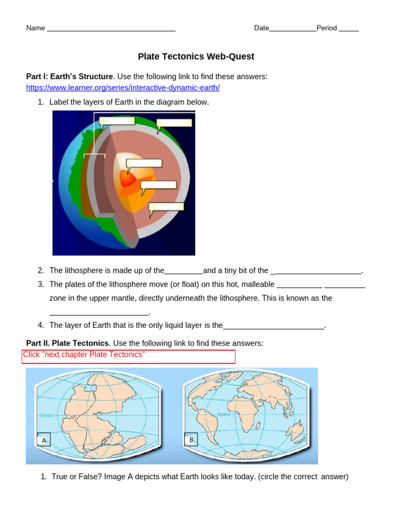 Y4q3r PlateTectonicsWebquest 20221 | PDF | Plate Tectonics | Volcano