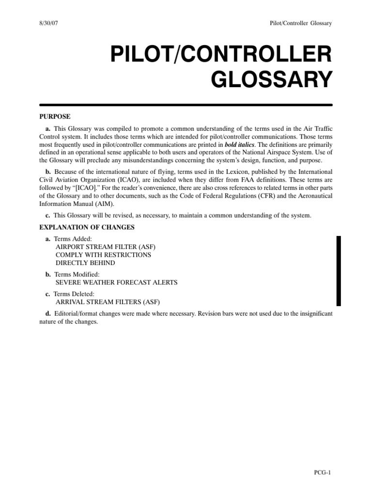 Pilot/Controller Communication Terms | PDF | Air Traffic Control ...