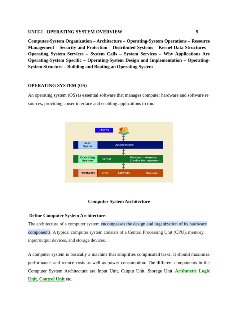 Operating System Overview and Functions | PDF | Operating System ...