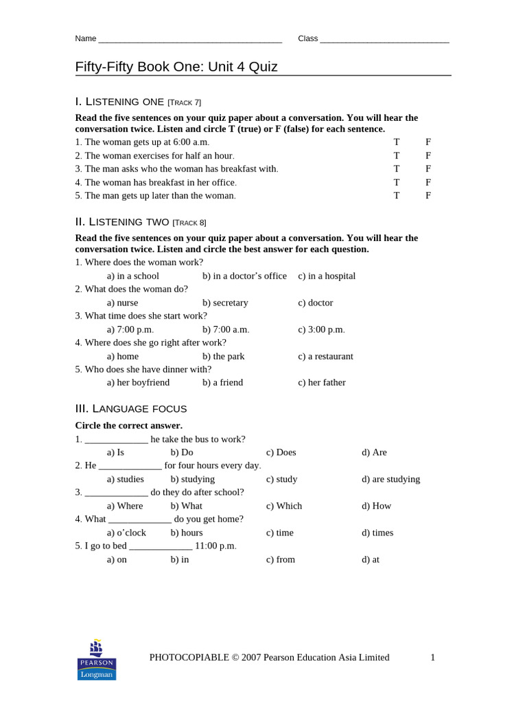Unit 4 Listening Quiz for Students | PDF