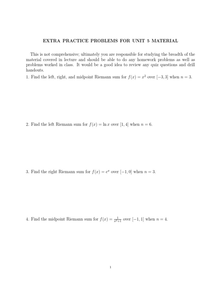 Unit 5 Extra Practice | PDF | Mathematical Analysis | Mathematics