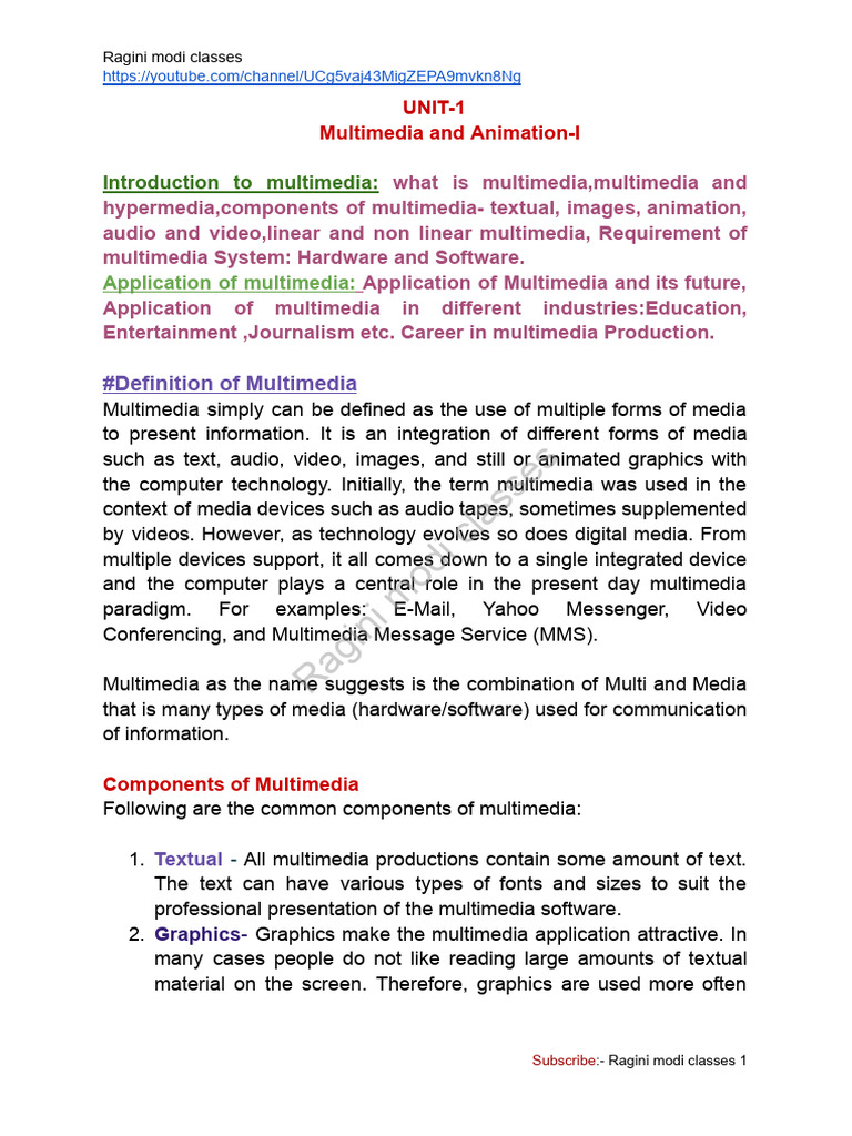 Multimedia and Animation Overview | PDF | Computer Data Storage ...