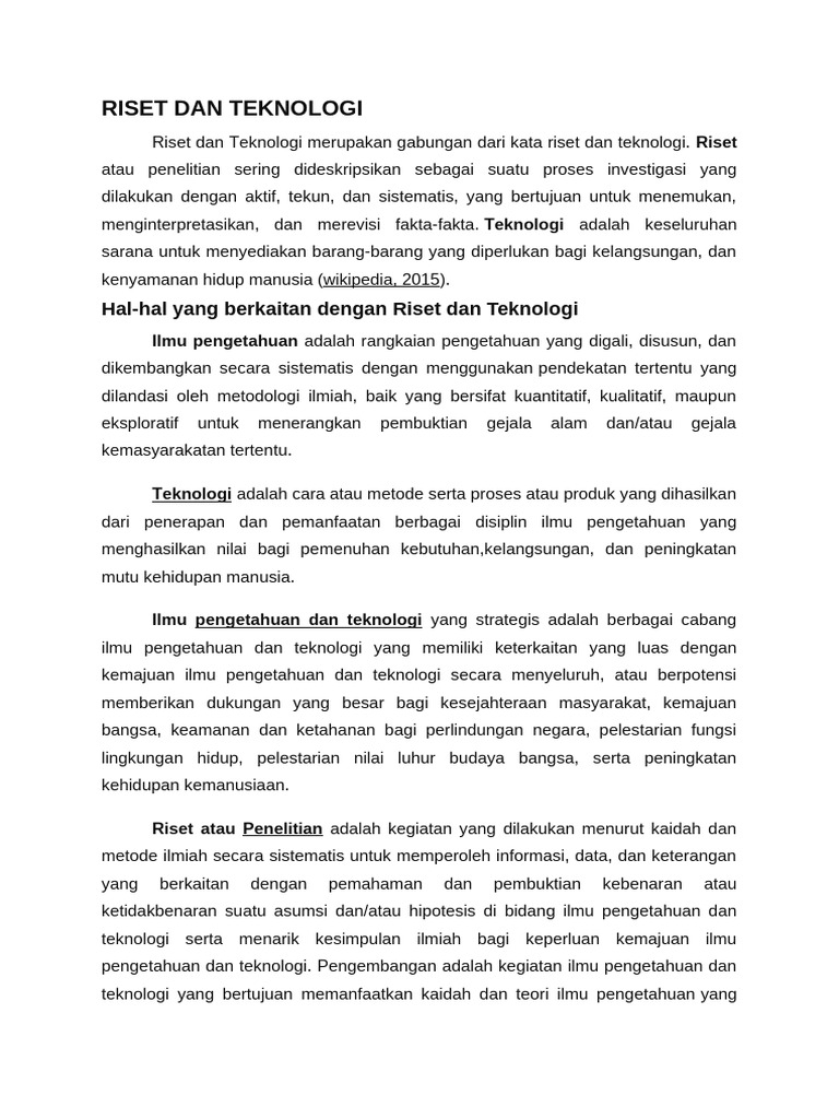 Riset dan Teknologi: Pengertian dan Cakupan | PDF