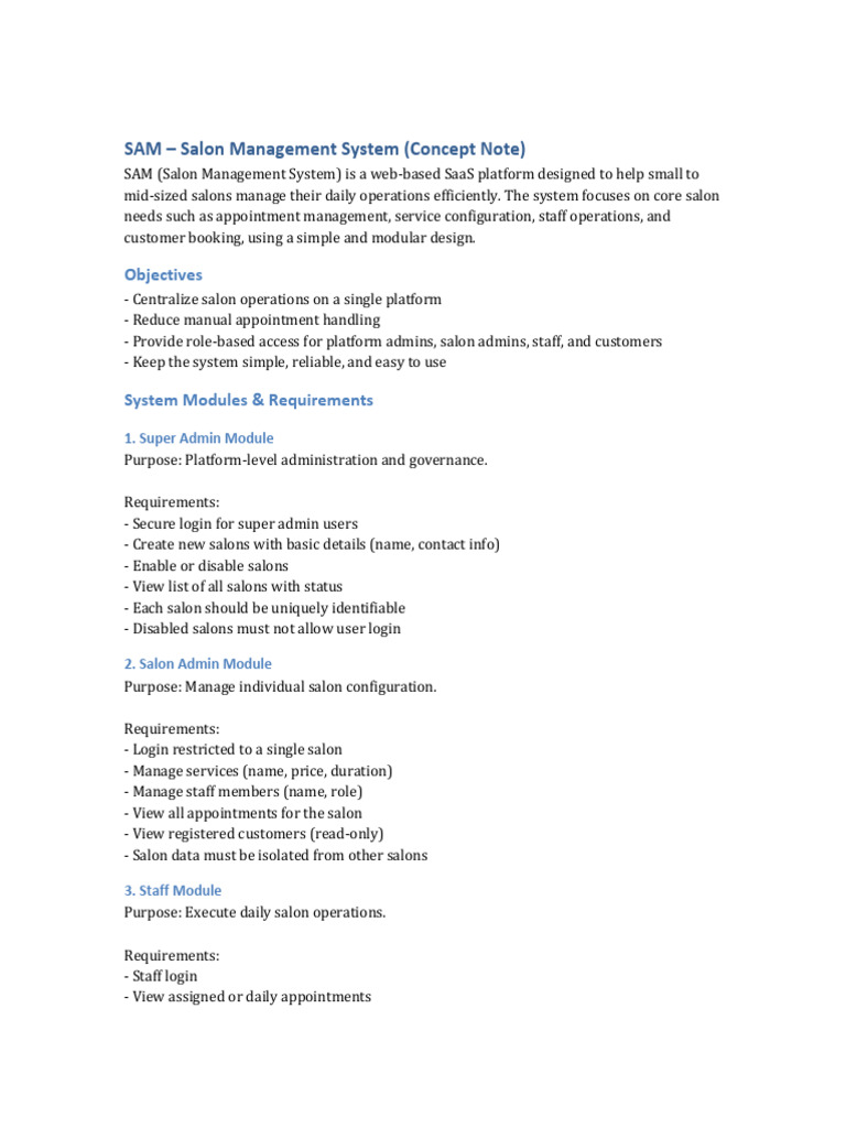 SAM Concept Note Revised | PDF