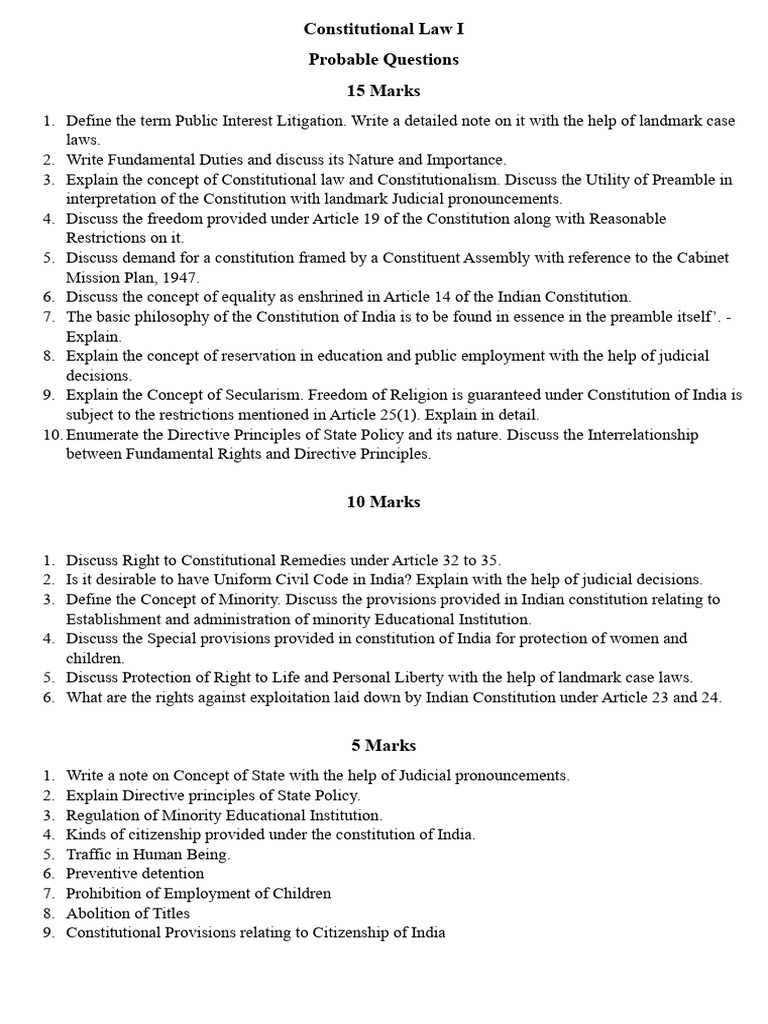 Key Topics in Indian Constitutional Law | PDF | Constitution ...