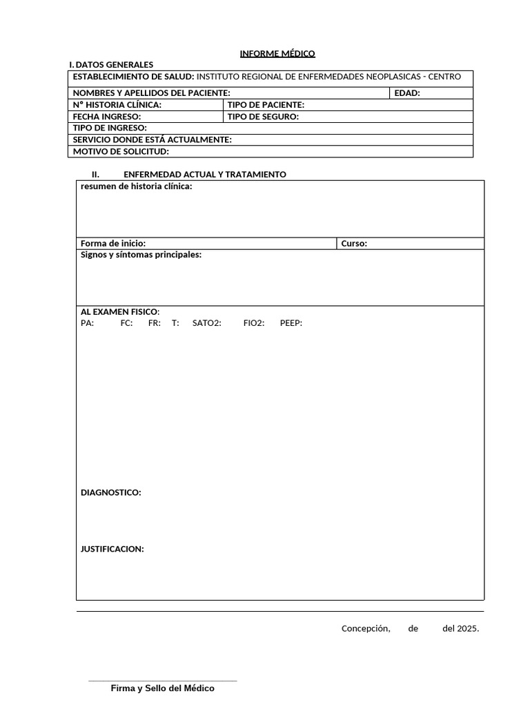 Informe Médico Blanco | PDF