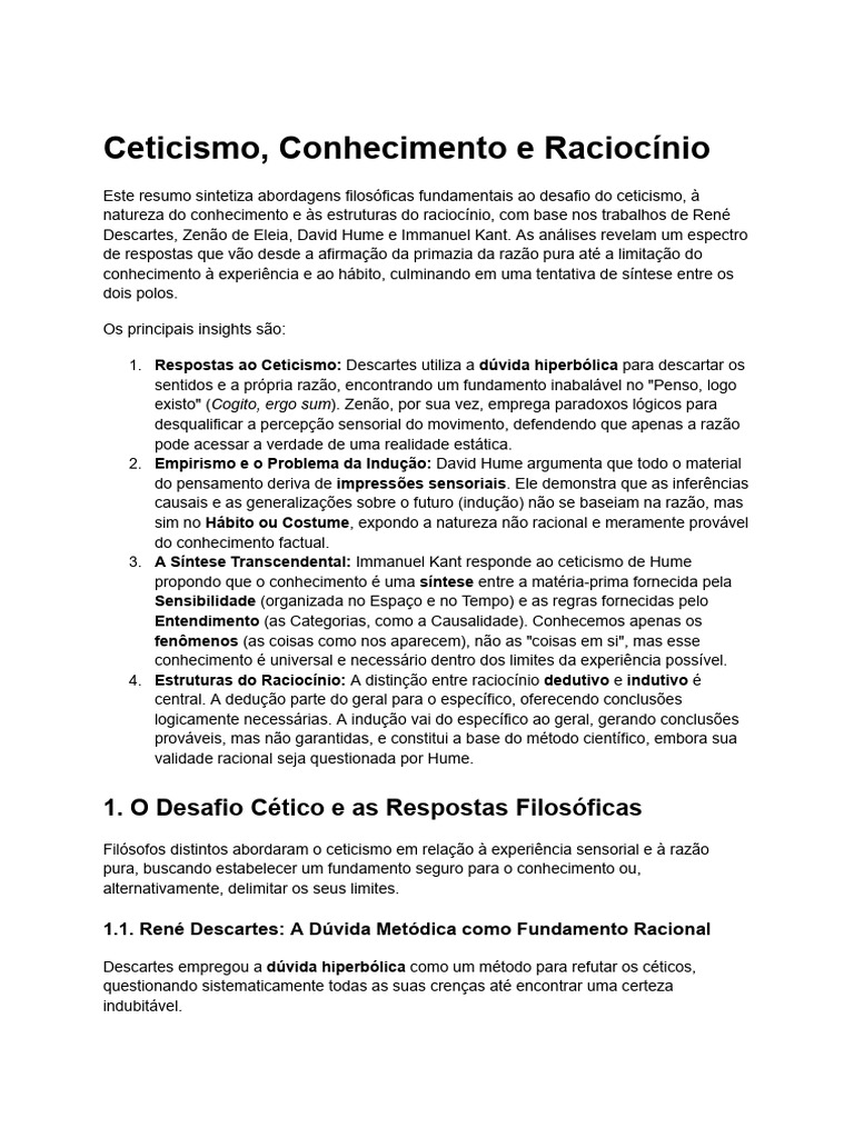 Ceticismo e Conhecimento na Filosofia | PDF | Raciocínio dedutivo ...