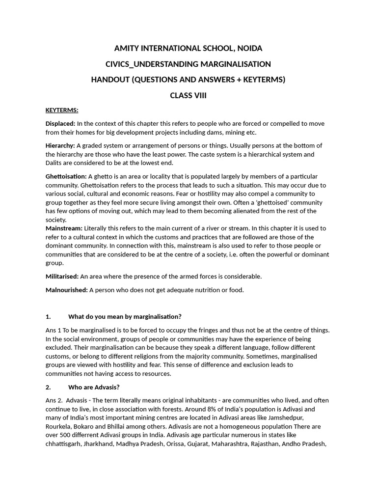 Understanding Marginalisation in India | PDF | Minority Group | Social ...