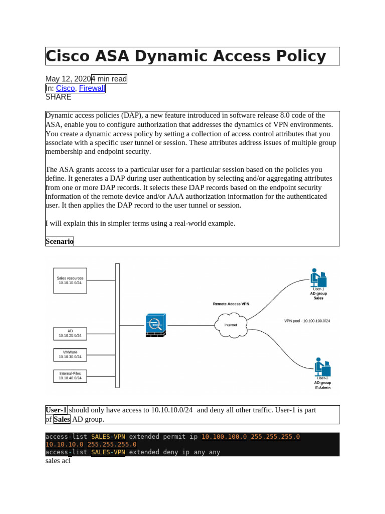 Cisco ASA Dynamic Access Policy Guide | PDF | Virtual Private Network ...
