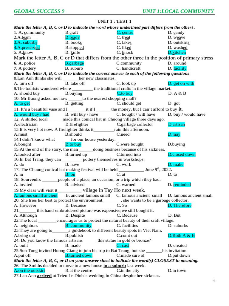 Local Community Test Questions | PDF