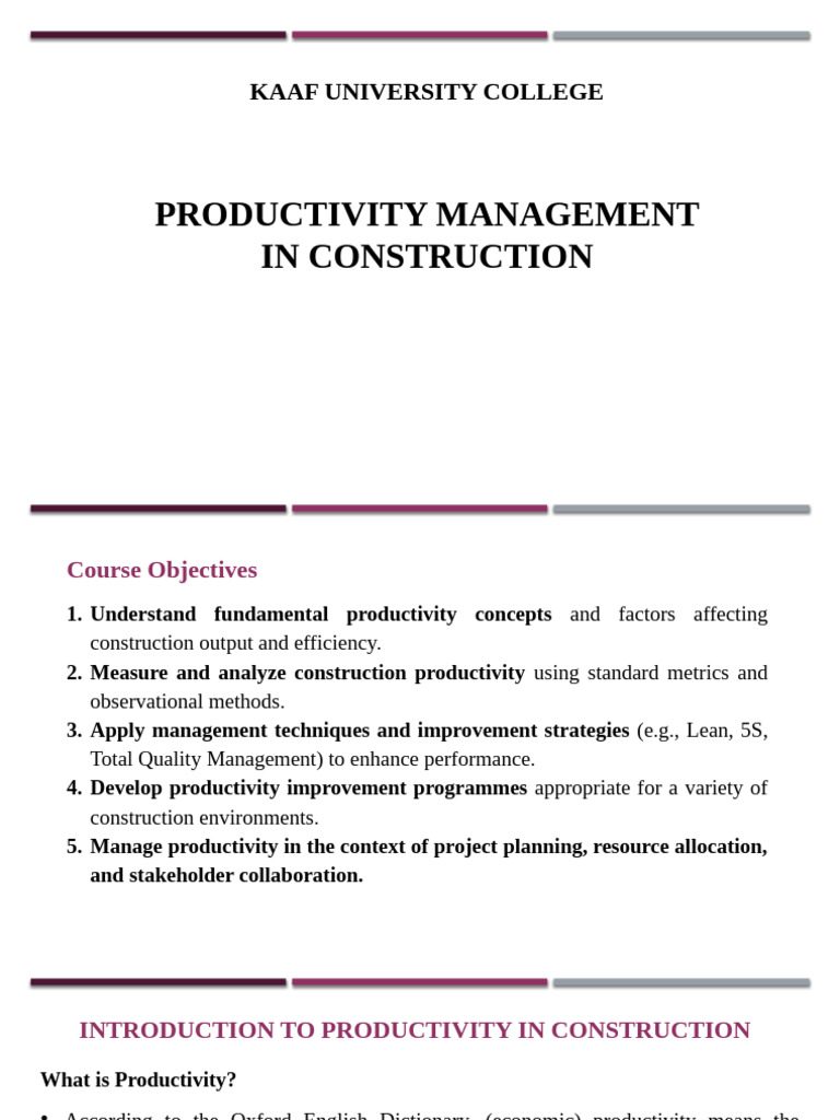 Construction Productivity Management Guide | PDF | Labour Economics ...