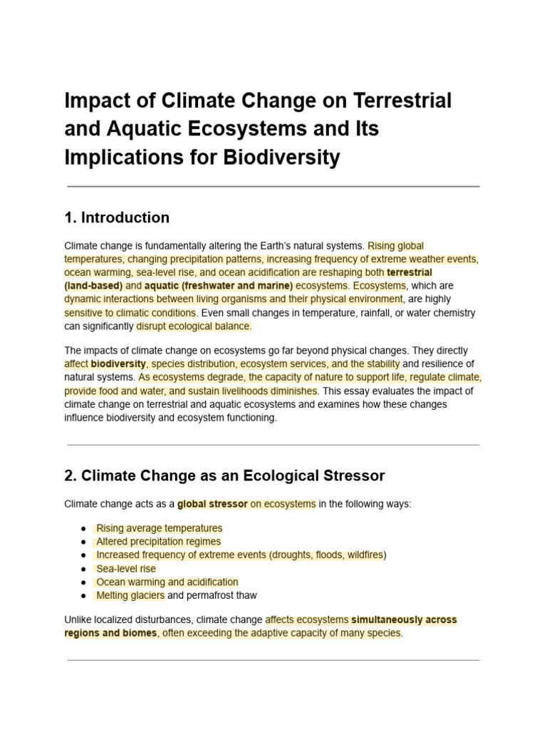 Climate Change's Impact on Ecosystems | PDF | Climate Change | Agriculture