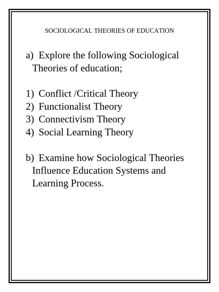 Sociological Theories of Education | PDF