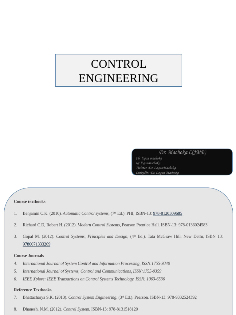 Control Engineering Fundamentals Guide | PDF | Rotation Around A Fixed ...