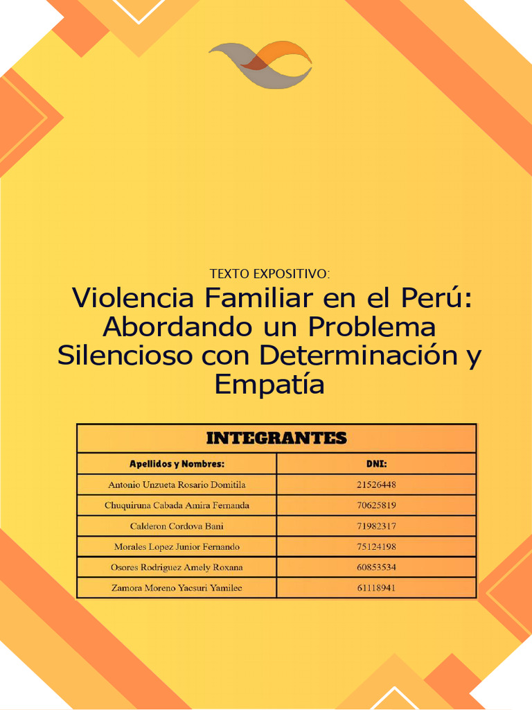 Violencia Familiar en El Perú. Seccion 83. | PDF | Violencia doméstica ...