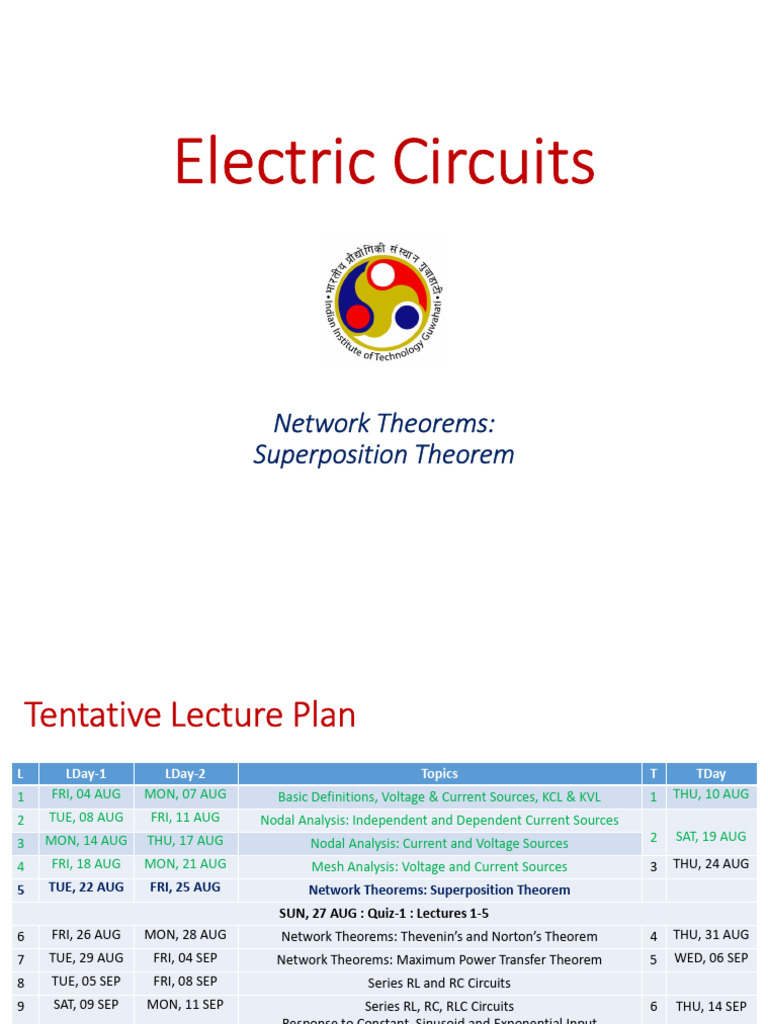 Electric Circuits Lecture Plan | PDF | Computer Engineering ...