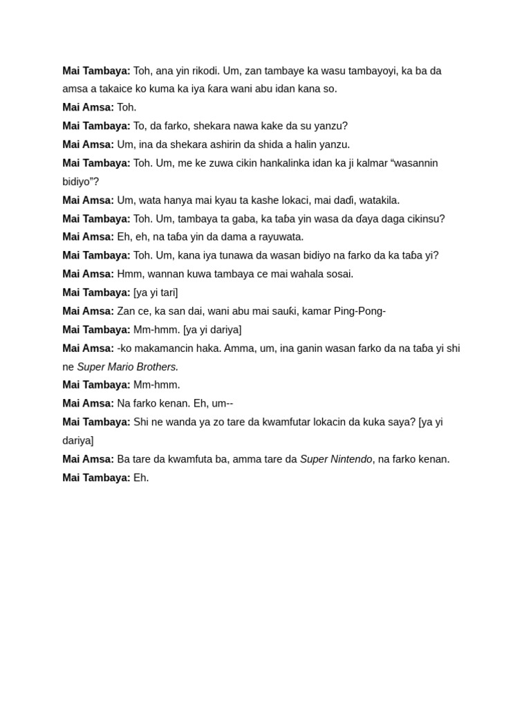 Full Verbatim (Hausa) | PDF