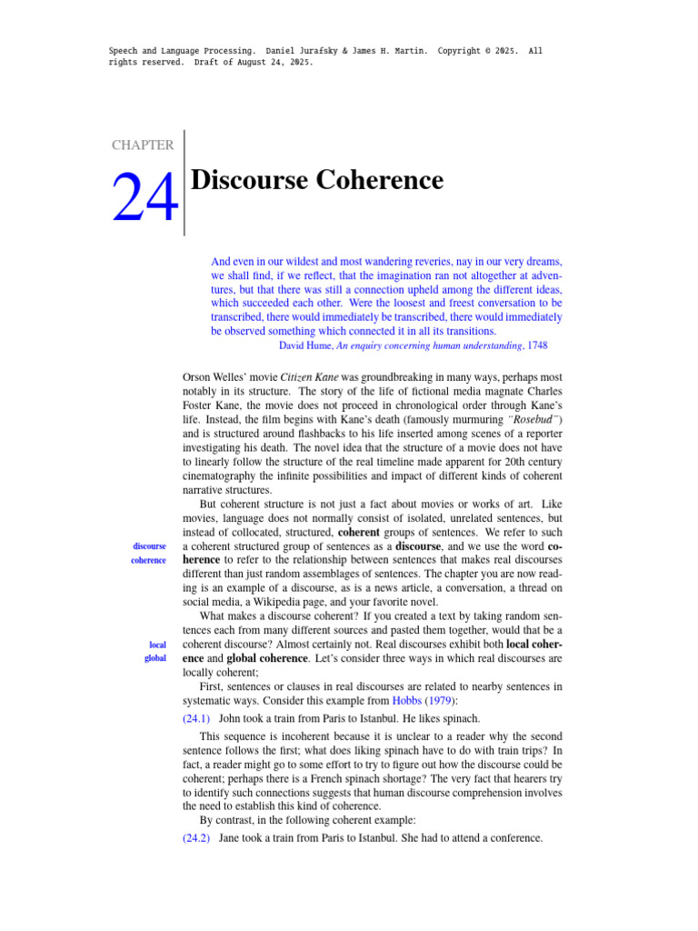 Understanding Discourse Coherence | PDF | Parsing | Linguistics