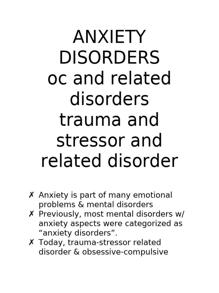 Anxiety Disorders Outline | PDF | Anxiety | Obsessive–Compulsive Disorder