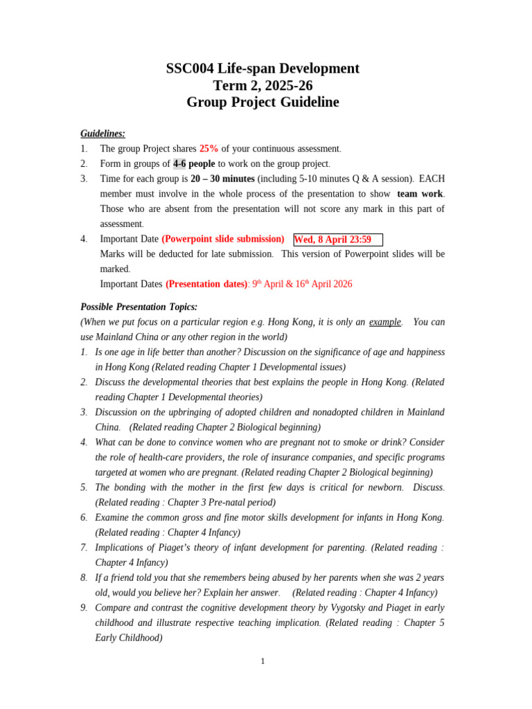 LIFE2025-26_T2_SSC004_Group Project Guideline | PDF | Early Childhood ...
